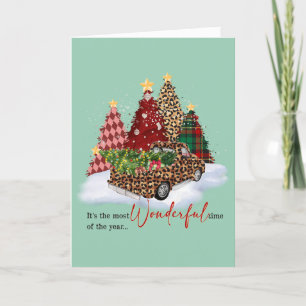 Cartão De Festividades Árvore de Natal e Design de Caminhão
