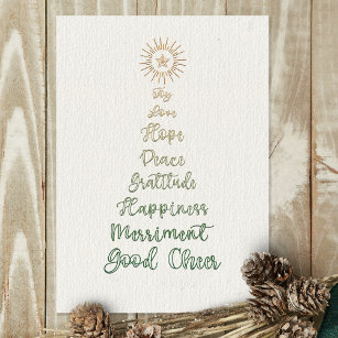 Cartão De Festividades Árvore de Natal Elegante de Tipografia de Script 
