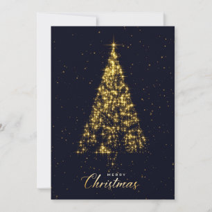 Cartão De Festividades Árvore de Natal elegante dourada brilhante