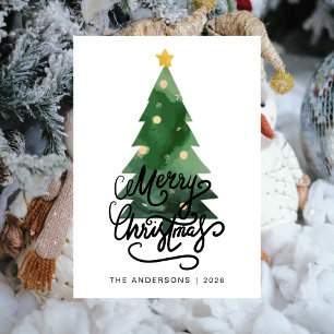 Cartão De Festividades Árvore de Natal Elegante Família de Natal 2 Foto H