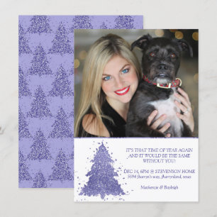 Cartão De Festividades Árvore de Natal Elegante   Foto Púrpura charmosa