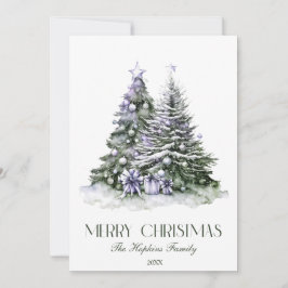 Cartão De Festividades Árvore de Natal Elegante Watercolor