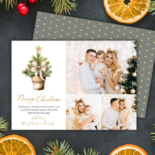 Cartão De Festividades Árvore de Natal em Aquarela Elegante Colagem de 3