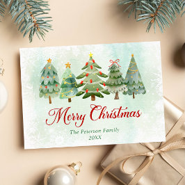 Cartão De Festividades Árvore de Natal em Aquarela Elegante Feliz Natal
