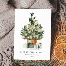 Árvore de Natal em Aquarela Elegante Não-Foto