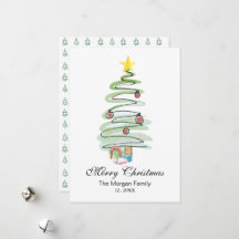 Árvore de Natal em Aquarela Mínima Não-Fotográfica
