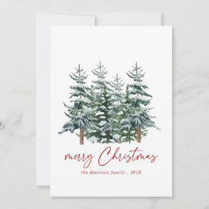 Cartão De Festividades Árvore de Natal em Aquarela Moderna Não Fotográfic