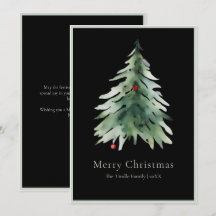 Árvore de Natal em Aquarela Preta e Verde Elegante
