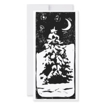 Árvore de Natal em Paisagem Nevada Xilogravura