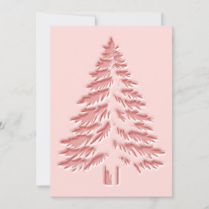 Cartão De Festividades Árvore de Natal Falsa Relevada Distinta Rosa Chic