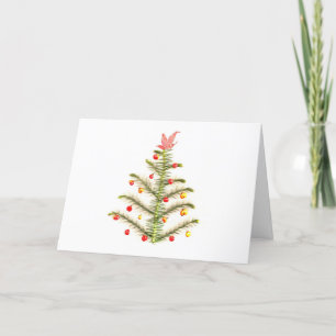 Cartão De Festividades Árvore de Natal Feita de Folhas e Frutas de Galhos
