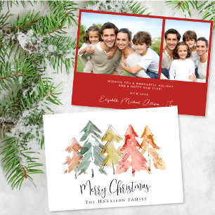 Cartão De Festividades Árvore de Natal Feliz Natal Aquarela Foto