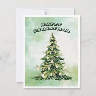 Cartão De Festividades Árvore de Natal Feliz para Aquarelas de Natal