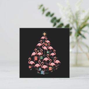 Cartão De Festividades Árvore de Natal Flamingo Rosa Férias de Flamingos