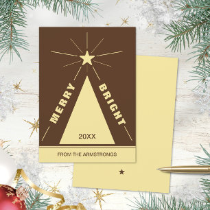 Cartão De Festividades Árvore de Natal Geométrica Marrom Chocolate Quente
