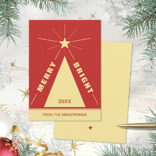 Cartão De Festividades Árvore de Natal Geométrica Vermelha Festiva Modern