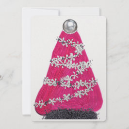 Cartão De Festividades Árvore de Natal Glam Pink