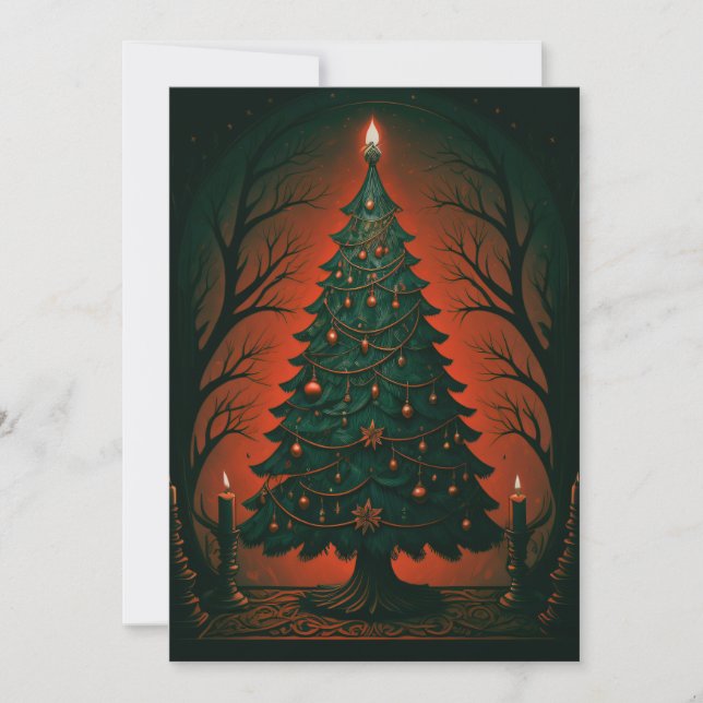 Cartão De Festividades Árvore de natal gótica escura (Frente)