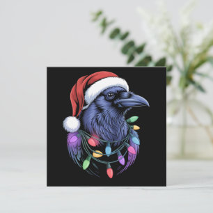 Cartão De Festividades Árvore de Natal Iluminação do Papai Noel Corvo Nat
