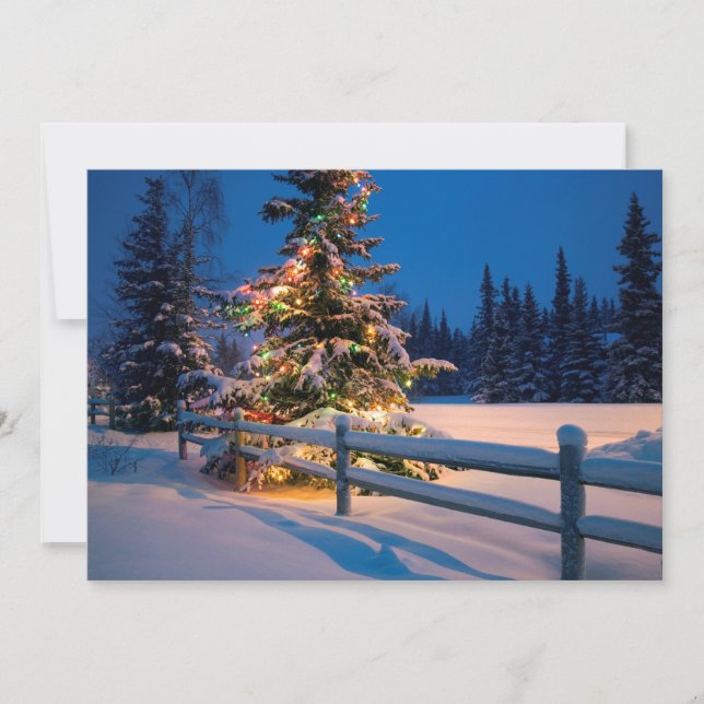 Cartão De Festividades Árvore de Natal Iluminada em Anchorage (Frente)