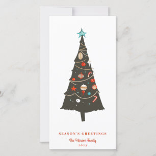 Cartão De Festividades Árvore de Natal Ilustrada Moderna do século méd