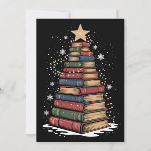 Cartão De Festividades Árvore de Natal Livros Bibliotecário Professor Xma