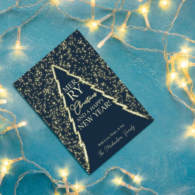 Cartão De Festividades Árvore de Natal Luzes Brilhantes (Criador carregado)