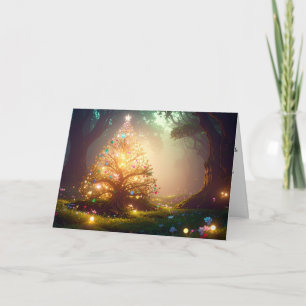 Cartão De Festividades Árvore de Natal Mágica Elegante e Bonita