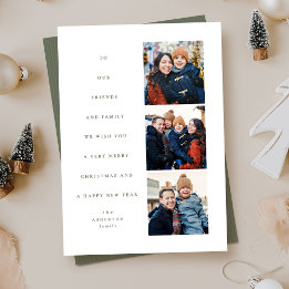 Cartão De Festividades Árvore de Natal mínima moderna - três fotos