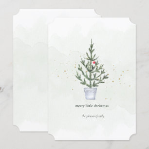 Cartão De Festividades Árvore de Natal Minimalista Alegria Natalina Aquar