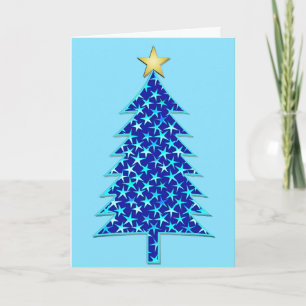 Cartão De Festividades Árvore de Natal Minimalista Moderna com Estrelas A