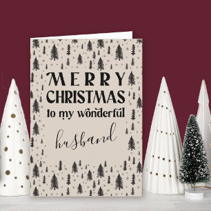 Cartão De Festividades Árvore de Natal Minimalista Natural Marido