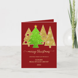 Cartão De Festividades Árvore de Natal | Minimalista | Presente dourado g