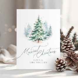 Cartão De Festividades Árvore de Natal Modern Script Mais Alegre