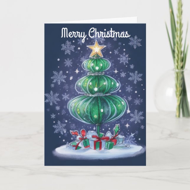 Cartão De Festividades Árvore de Natal Moderna (Frente)
