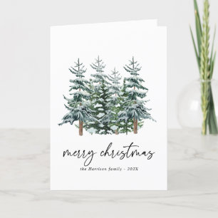 Cartão De Festividades Árvore de Natal Moderna em Watercolor Não Foto