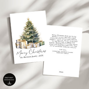 Cartão De Festividades Árvore de Natal Moderna em Watercolor Não Foto