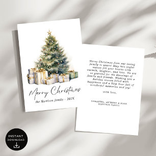 Cartão De Festividades Árvore de Natal Moderna em Watercolor Não Foto