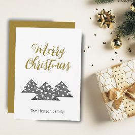Cartão De Festividades Árvore de Natal Moderna Minimalista Família Feriad