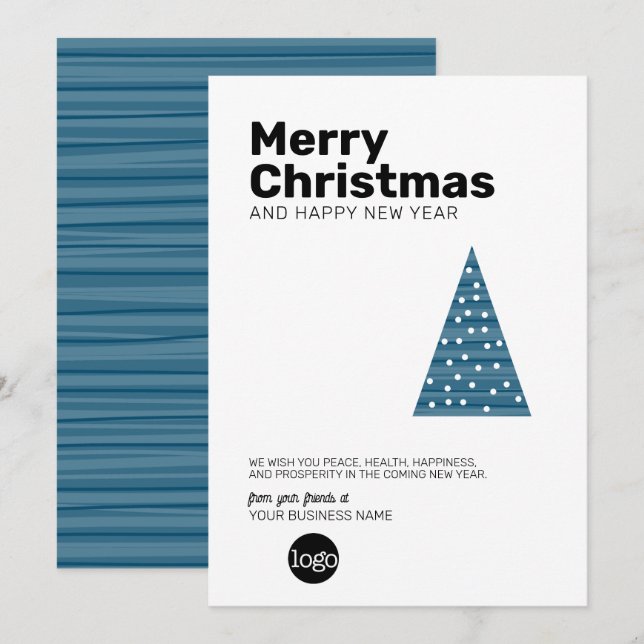 Cartão De Festividades Árvore de Natal moderna - sans serif Business (Frente/Verso)