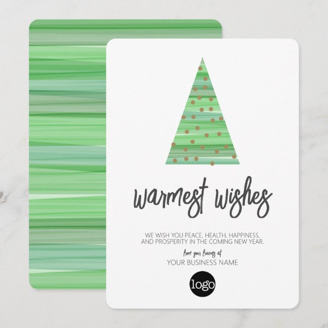 Cartão De Festividades Árvore de Natal Moderna - script de aquarela Comer (Frente/Verso)