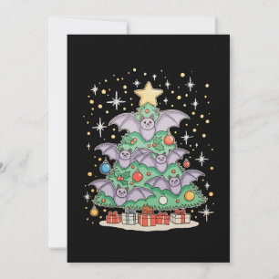 Cartão De Festividades Árvore de Natal Morcego Pássaro Luzes de Natal Cha