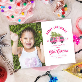 Cartão De Festividades Árvore de Natal na Foto Rosa RV