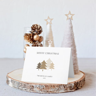 Cartão De Festividades Árvore de Natal Neutral Minimalista