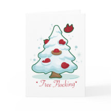 Árvore de Natal nevado com pássaros