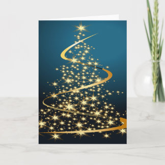 Cartão De Festividades Árvore de Natal ouro