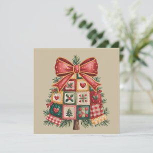 Cartão De Festividades Árvore de Natal Patchwork Coquette Xmas Feriado