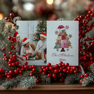 Cartão De Festividades Árvore de Natal Patchwork Preppy