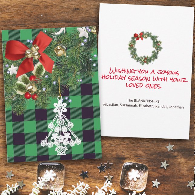 Cartão De Festividades Árvore de Natal Personalizada da Xadrez de Buffalo (Criador carregado)