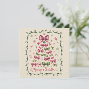 Cartão De Festividades Árvore de Natal Pink Coquette Feminina Xmas Tendên